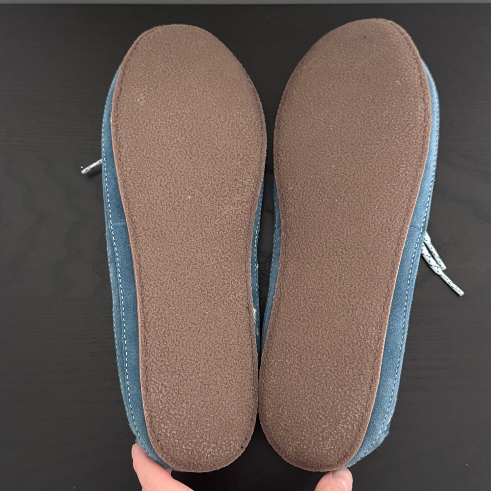 L.L.Bean‎ Womens Fleece Lined Blue Suede Slippers Slip-On Moccasins Size 11 M - Picture 7 of 9